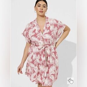 TORRID 1 tropical print Button Front short sleeve dress Size 14-16 Summer Vacay